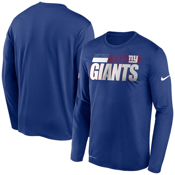 Men's New York Giants 2020 Blue Sideline Impact Legend Performance Long Sleeve NFL T-Shirt
